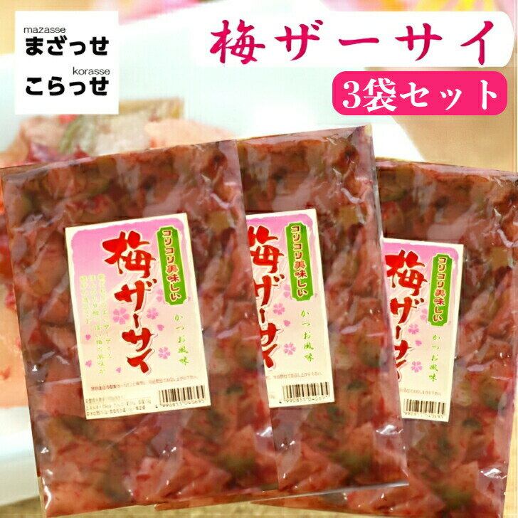 梅ザーサイ 3袋セット 梅 ザーサイ ざーさい うめザーサイ かつお風味 梅搾菜 搾菜 梅干し ご飯のお供 惣菜 漬物 おつまみ お土産 郡山銘販 まざっせこらっせ 馬場音一商店