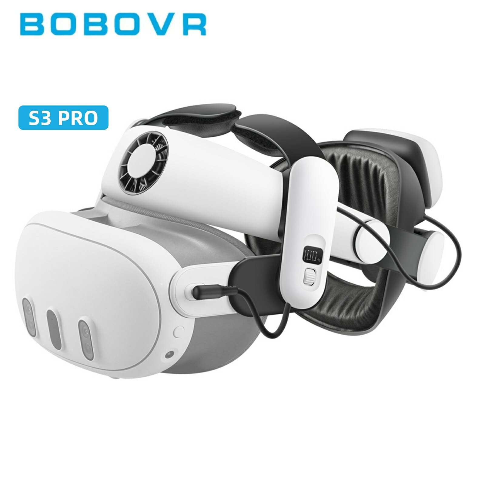 【公式ライセンス】BOBOVR S3 Pro VRヘッドストラップ 10000mAh大容量バッテリー内蔵 メタ クエスト3 / メタ クエスト 3S 用 ヘッドエアコン搭載 Meta Quest 3/Quest 3S用 冷却機能付きアクセサリー - VR ゴーグル 対応 ※VR本体機器なし