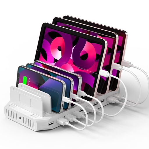 Unitek2024電源USB充電ステーション10ポートQC3.0卓上充電スタンドPSE認証済10台同時1.5A/2.4AスマートIC搭載複数台対応Android/iPhone/iPad/kindle/タブレット/PSP仕切り板