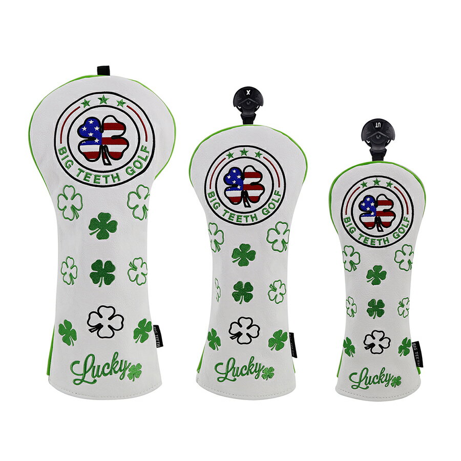 Big Teeth　ゴルフヘッドカバー　ウッドカバー　WOOD用カバー　ドライバー用/フェアウェイ用/ユーティリティー用　HeadCover　番号タグ付き　単品販売　かっこいい　おしゃれ　かわいい　白