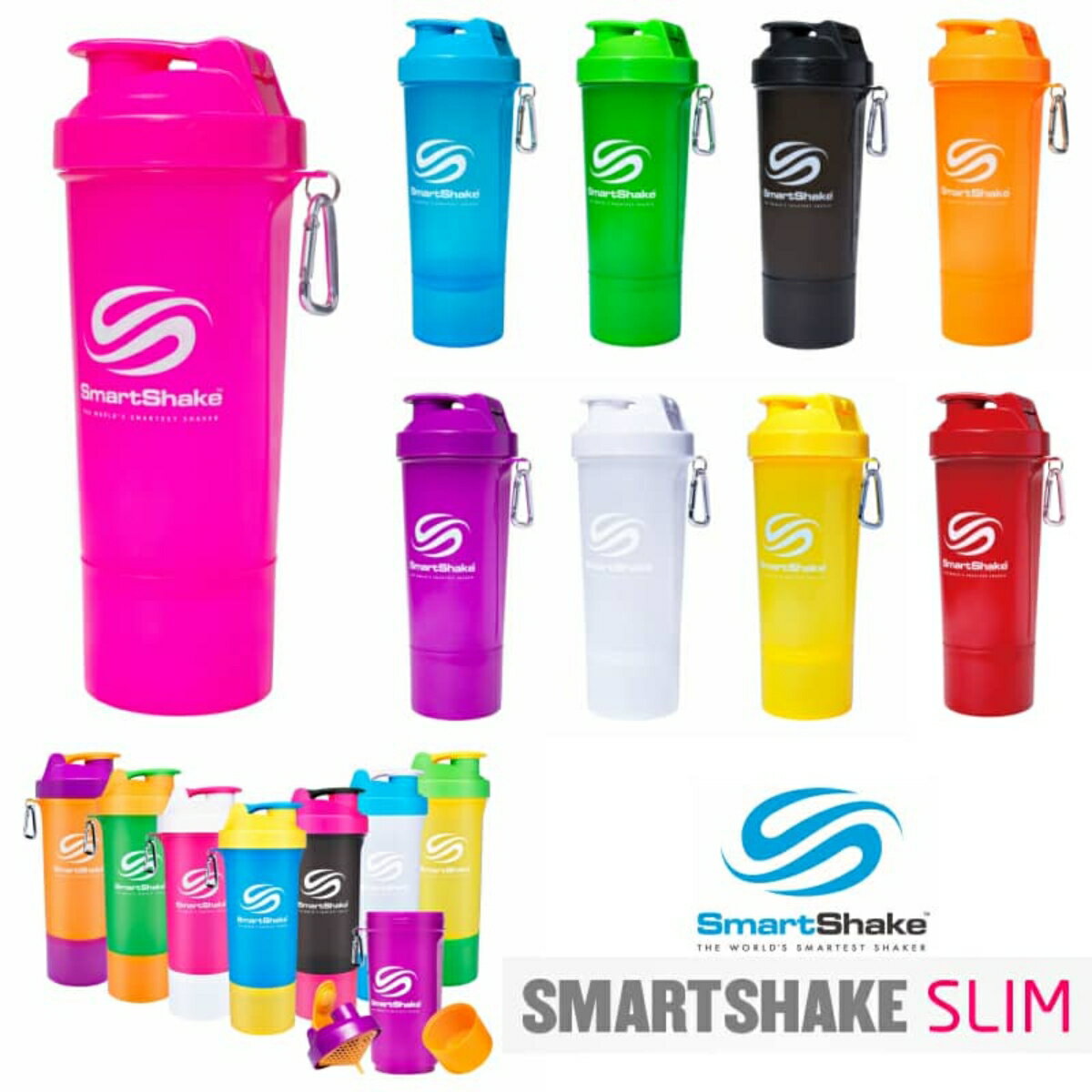 【日曜も稼働】スマートシェイク スリム プロテインシェイカー かわいい ボトル SmartShake Slim 500ml おしゃれ ジム 筋トレ ドリンクボトル シェーカー ピルケース