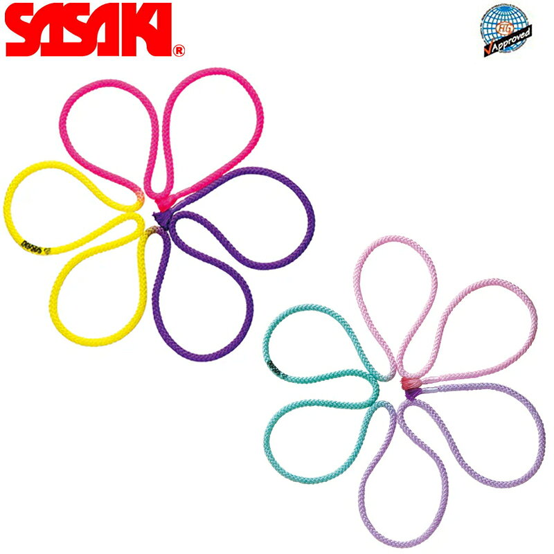 SASAKI ササキ 3色ロープ 長さ3m 径1cm F.I.G.(国際体操連盟)認定品 (M-280G-F) 新体操 体操 手具 ナイロン ロープ 大人 一般用 認定品 検定品