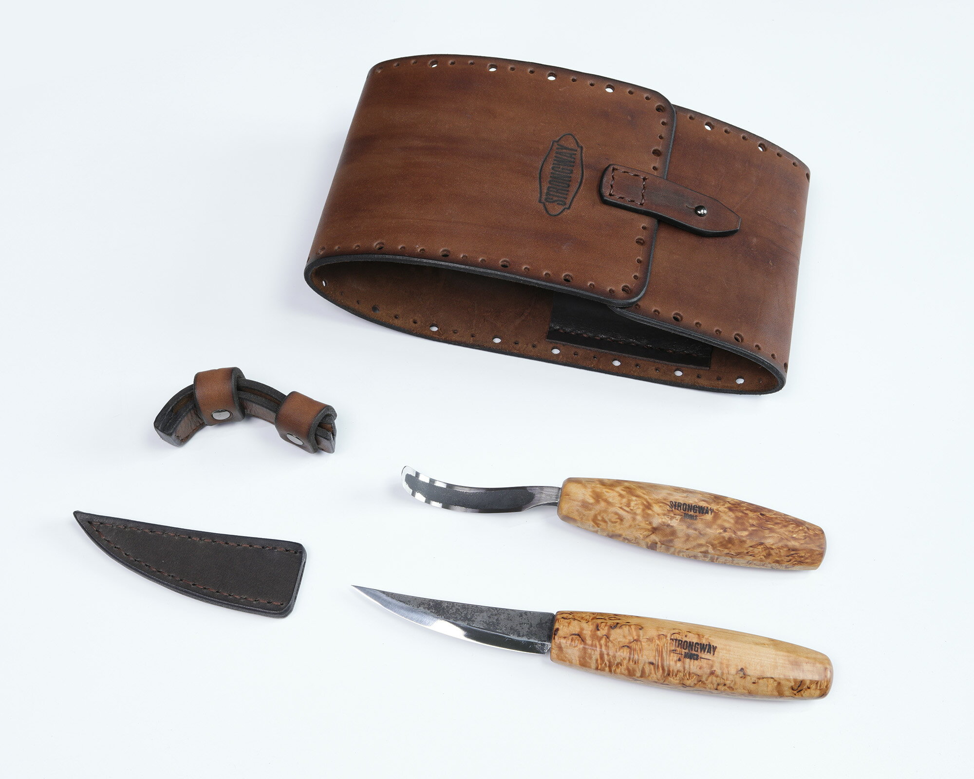 【ウクライナ産】レザーケース付 カービングセット 木彫り カービングナイフ＆フックナイフ 【SWAYTOBOR】Wood carving kit st