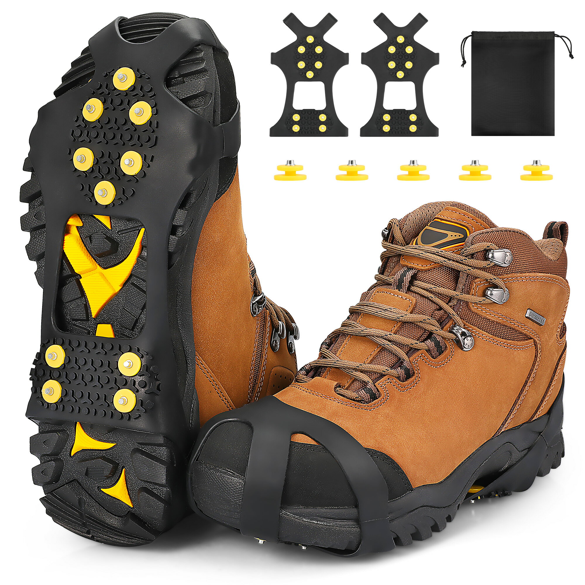 【雪山/登山/トレッキング/氷釣りに最適な物　15倍ポイント祭り】Jetika ｢2026冬初登録｣アイゼン 10本爪 チェーンスパイク アイスグリッパー 軽量 靴底取り付け型 簡単着脱 転倒防止 滑り止め 高い伸縮性シリコン素材 S/M/Lサイズ 19-29cmの靴対応