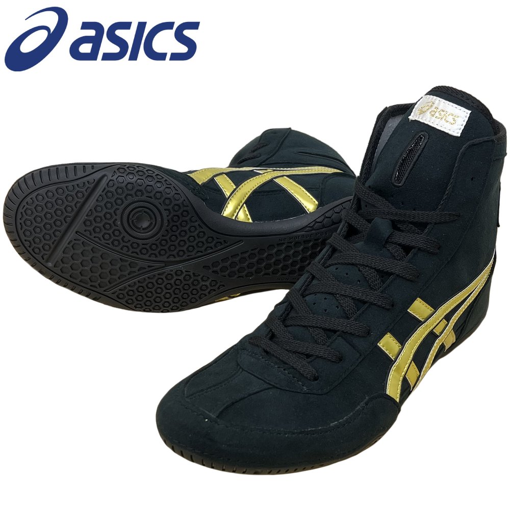 【サイズ交換送料無料】アシックス asics レスリングシューズ 1083A001 ライナースポーツオリジナルデザイン ボクシングシューズ ブラック×ゴールド×ブラック A504