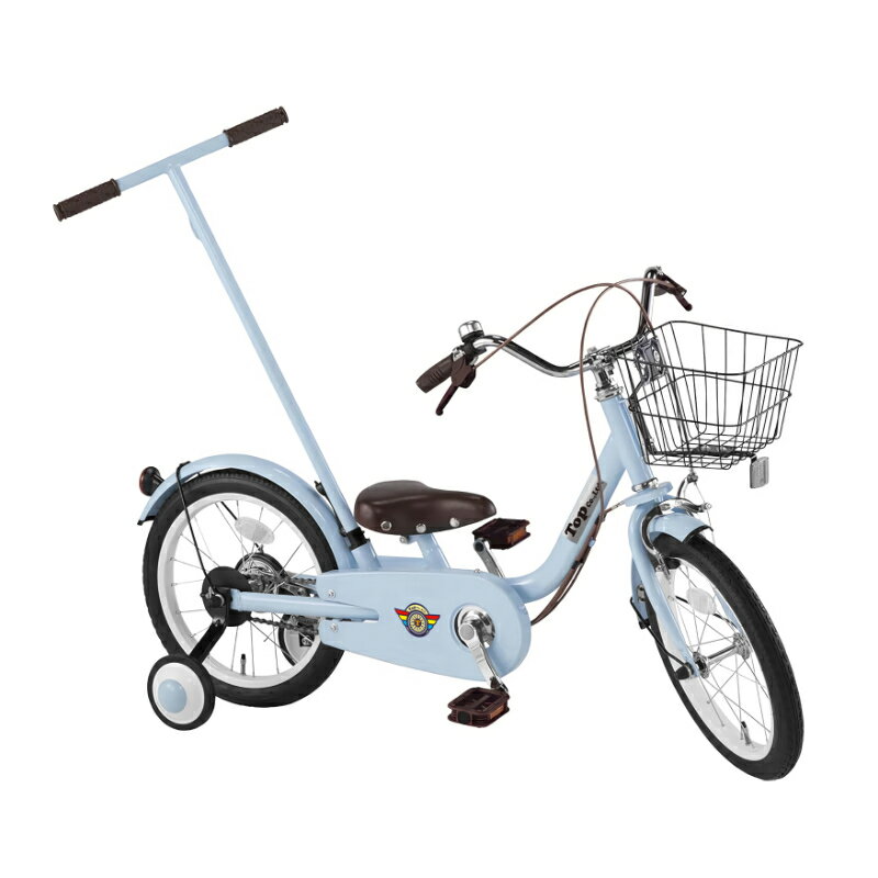 【4/5迄 最大2,000円OFF】 トップ(TOP) いきなり自転車 押し手付き自転車 3-8歳 16インチ ブルーグレー 4938402975236