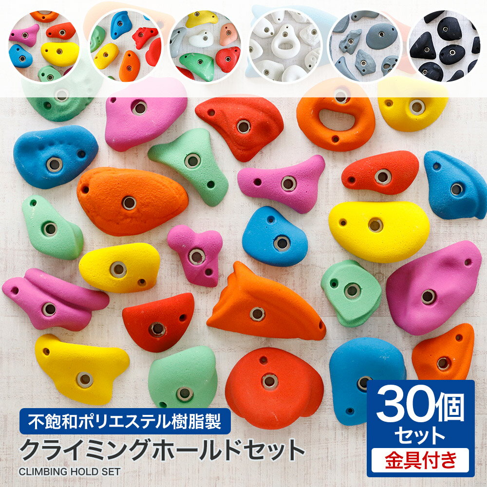 クライミング ホールド 30個 ボルダリング セット木壁・パネル用、コンクリート壁用ボルダリング ホールド 本格派 中級者 上級者 ワッシャー埋め込み式 クライミングウォール ロッククライミング トレーニング インテリア 子供