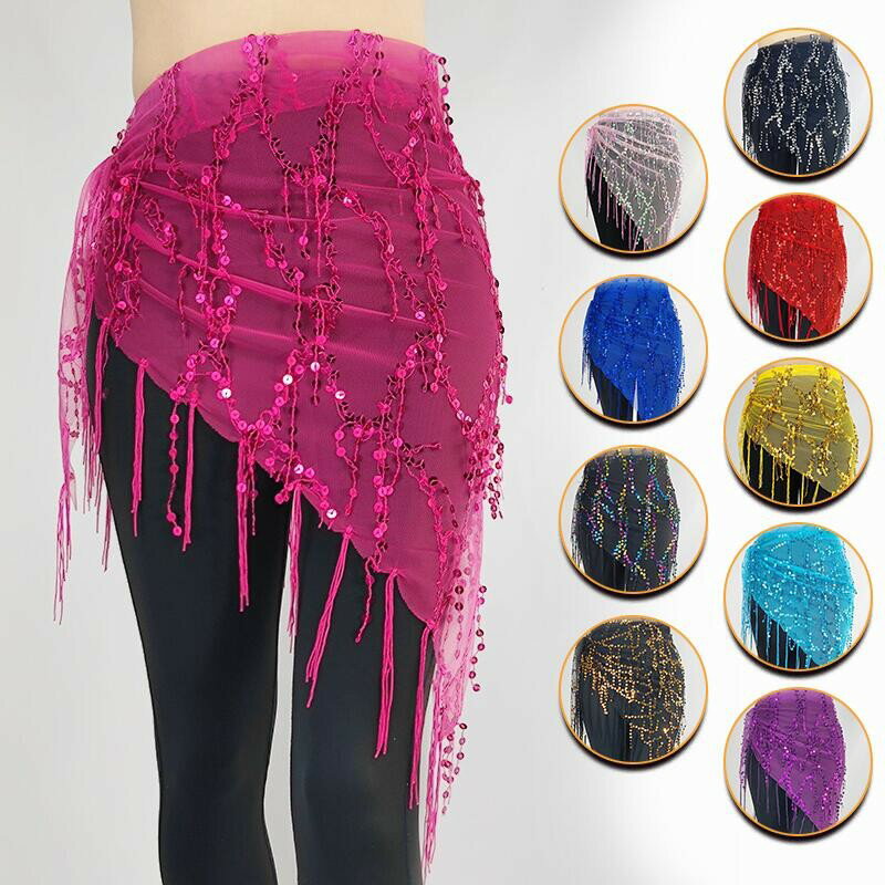 ベリーダンス ヒップスカーフ 巻きスカート スパンコール フリンジ タッセル ショート スカート レディース 練習着 ダンスウェア レッスン 舞台 発表会用