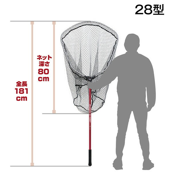 プロックス どでかランディングネット7035R 28型/ラバーコート(柄レッド) PX7035R28R PROX　特大ランディングネット