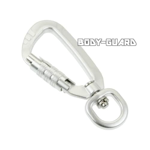 スイベル付きカラビナ シルバー D型 ツイストロック オートロック キーホルダー 回転環 便利 アウトドア キャンプ 釣り アルミ合金 荷物 小物 固定 旅行 小型 軽い ファッション 片手で開閉【ゆうパケット送料無料】