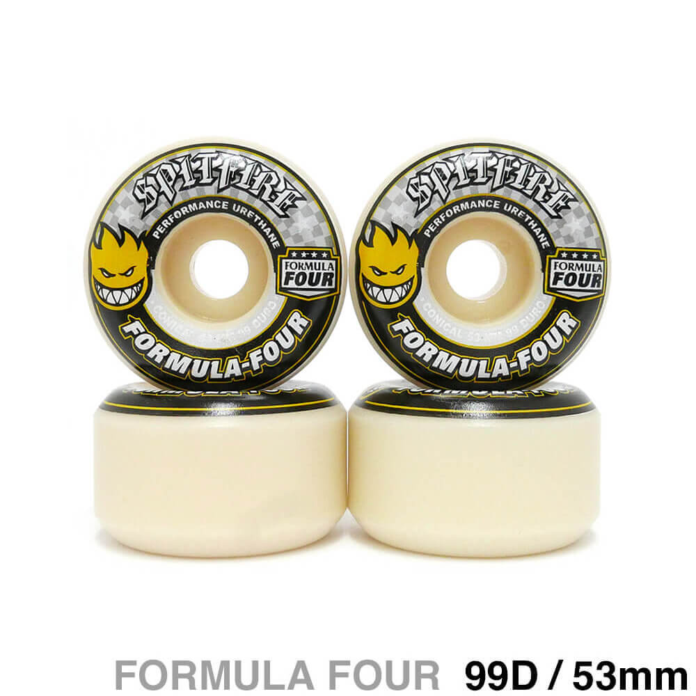SPITFIRE WHEEL スピットファイヤー ウィール FORMULA FOUR(F4)99D CONICAL YELLOW PRINT 53mm スケートボード スケボー